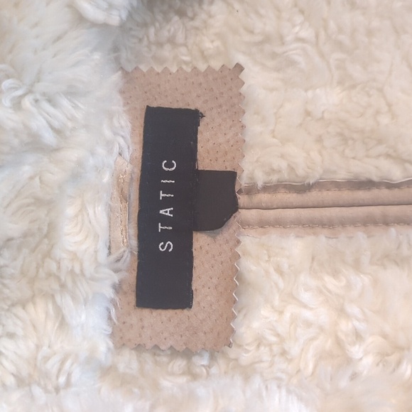 Vtg suede Sherpa lined Penny Lane cream coat by Static sz S/M - Picture 8 of 12